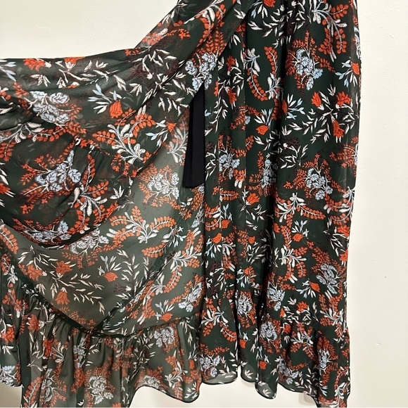 Maje Revia Crepe Midi Dress Green/Floral Print Sz Small - Picture 7 of 12